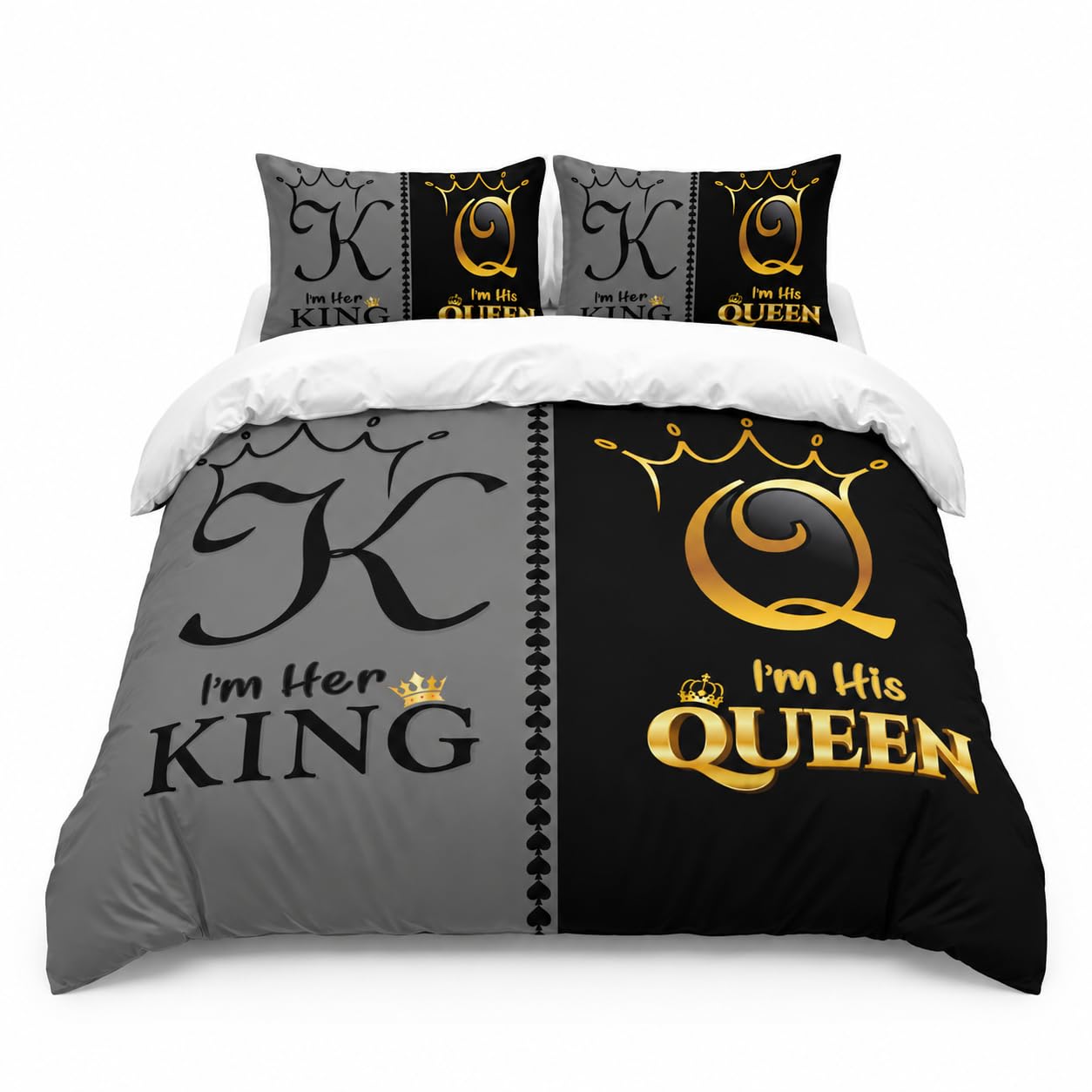 Amazon.com: AILONEN Grey and Black Duvet Cover Set King Size, K